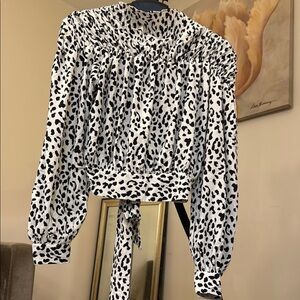 Black and White Smocked Sailor Collar Blouse